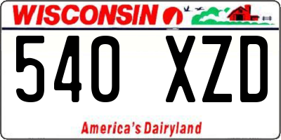 WI license plate 540XZD