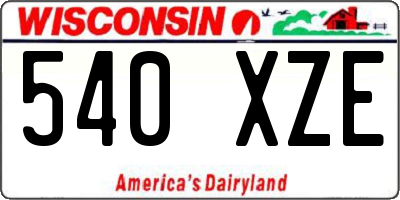 WI license plate 540XZE