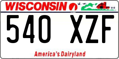 WI license plate 540XZF