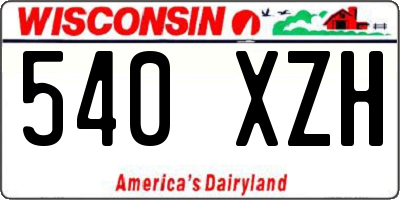 WI license plate 540XZH