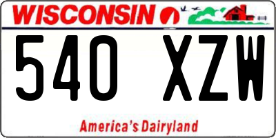 WI license plate 540XZW