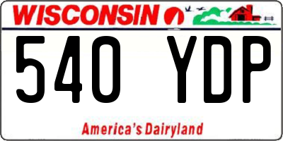 WI license plate 540YDP