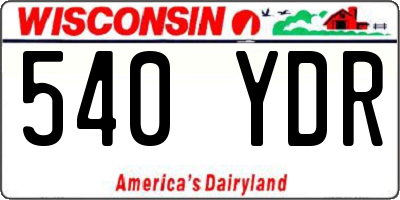 WI license plate 540YDR
