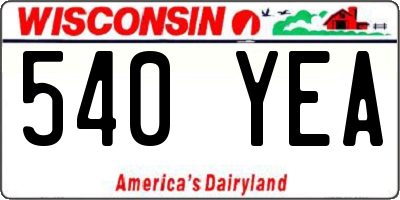 WI license plate 540YEA