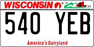 WI license plate 540YEB