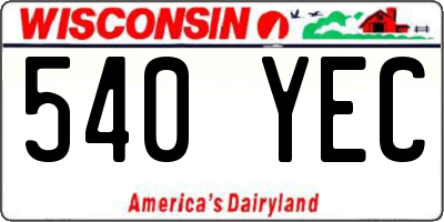 WI license plate 540YEC