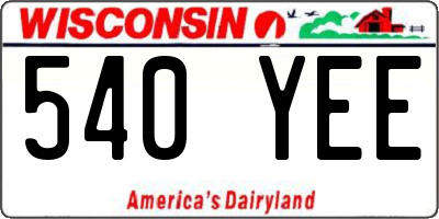WI license plate 540YEE