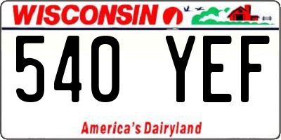 WI license plate 540YEF
