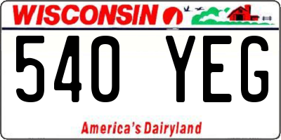 WI license plate 540YEG