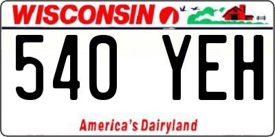 WI license plate 540YEH