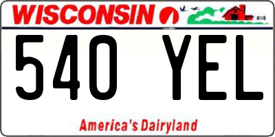 WI license plate 540YEL