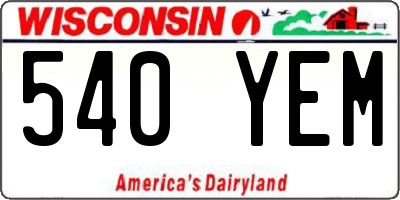 WI license plate 540YEM