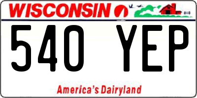 WI license plate 540YEP