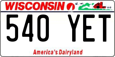 WI license plate 540YET