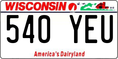 WI license plate 540YEU