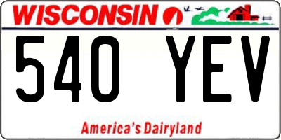 WI license plate 540YEV