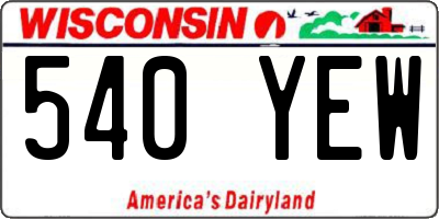 WI license plate 540YEW