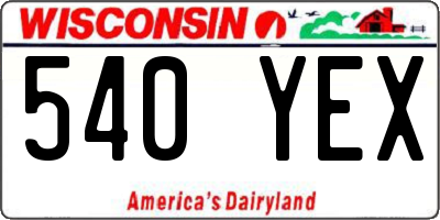 WI license plate 540YEX