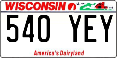 WI license plate 540YEY