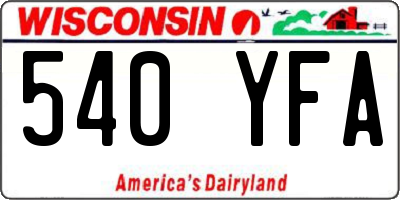 WI license plate 540YFA