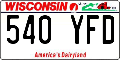 WI license plate 540YFD