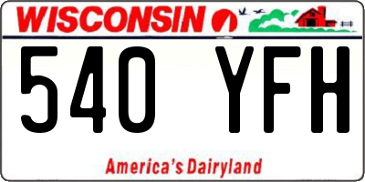 WI license plate 540YFH