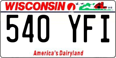 WI license plate 540YFI