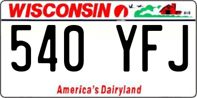WI license plate 540YFJ