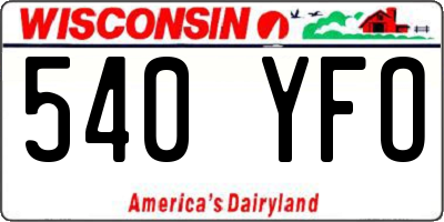 WI license plate 540YFO