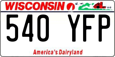 WI license plate 540YFP