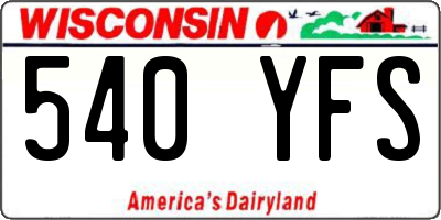 WI license plate 540YFS