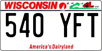 WI license plate 540YFT