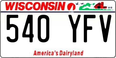 WI license plate 540YFV
