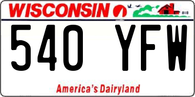 WI license plate 540YFW