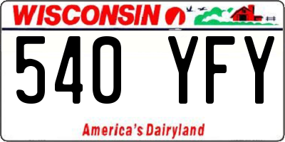 WI license plate 540YFY
