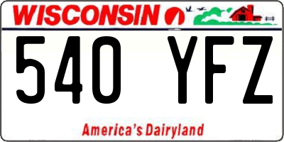 WI license plate 540YFZ