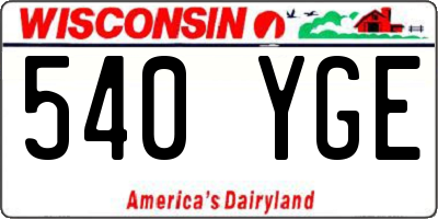 WI license plate 540YGE