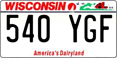 WI license plate 540YGF