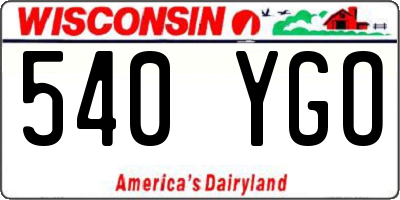WI license plate 540YGO