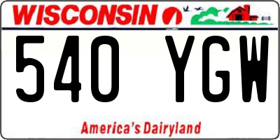 WI license plate 540YGW