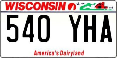 WI license plate 540YHA