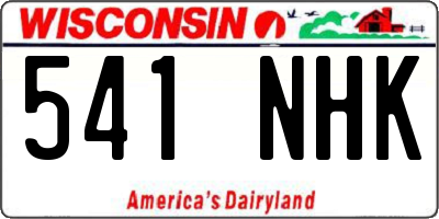WI license plate 541NHK