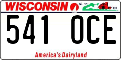 WI license plate 541OCE