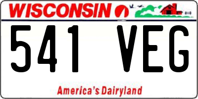 WI license plate 541VEG