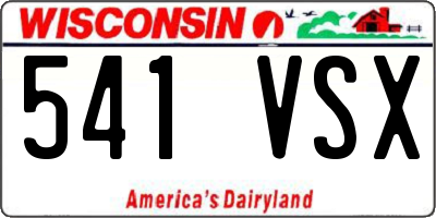 WI license plate 541VSX