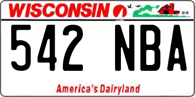 WI license plate 542NBA