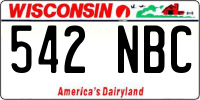 WI license plate 542NBC