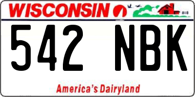 WI license plate 542NBK