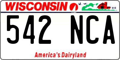 WI license plate 542NCA