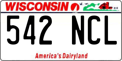 WI license plate 542NCL